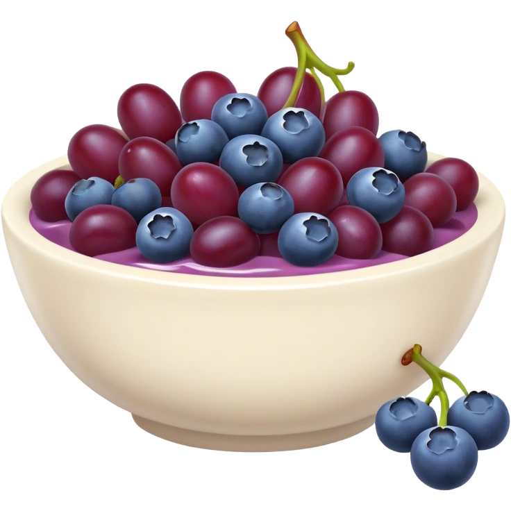 Burgundy yoghurt bowl with grapes and blueberries  emoji