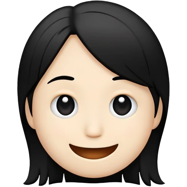 minimalist embarrassed white smiley with black hair emoji