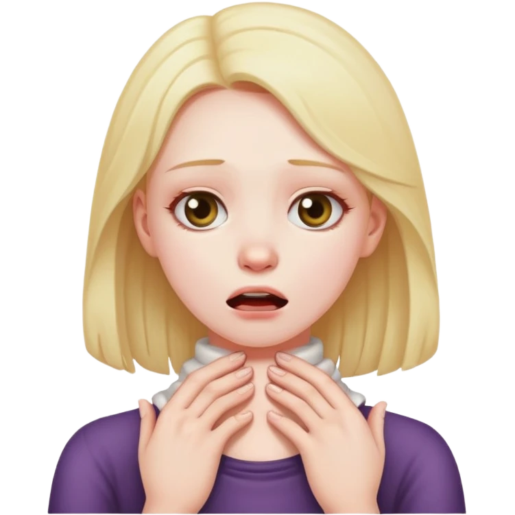 girl choking with hands around neck emoji
