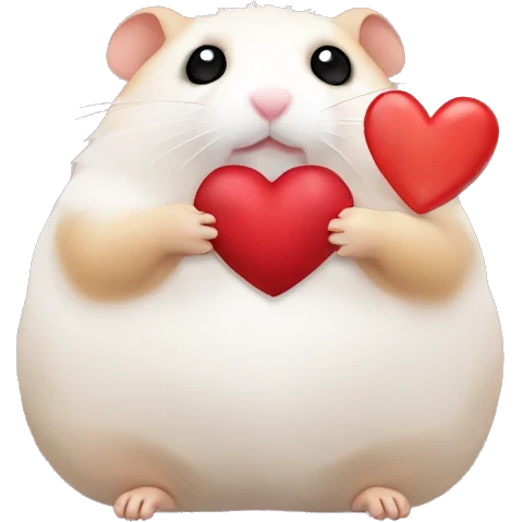 hamster with heart pillow emoji