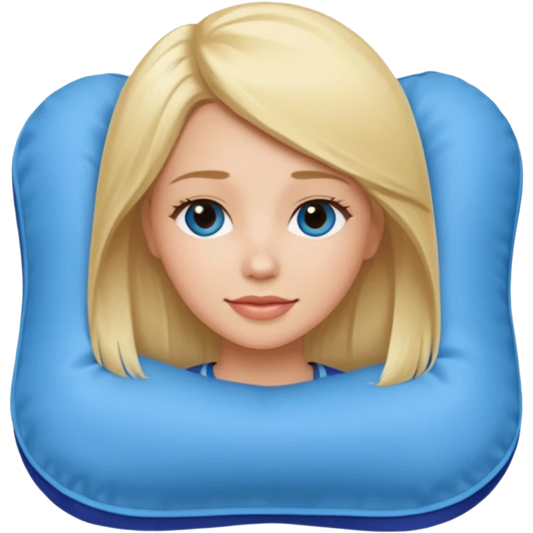 blonde woman using travel pillow  emoji