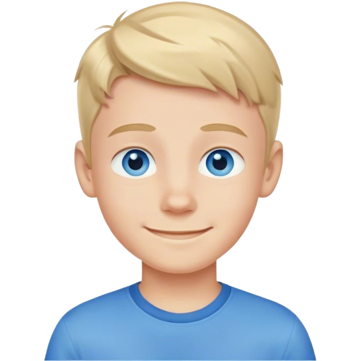 smiling boy in blue shirt blue eyes emoji