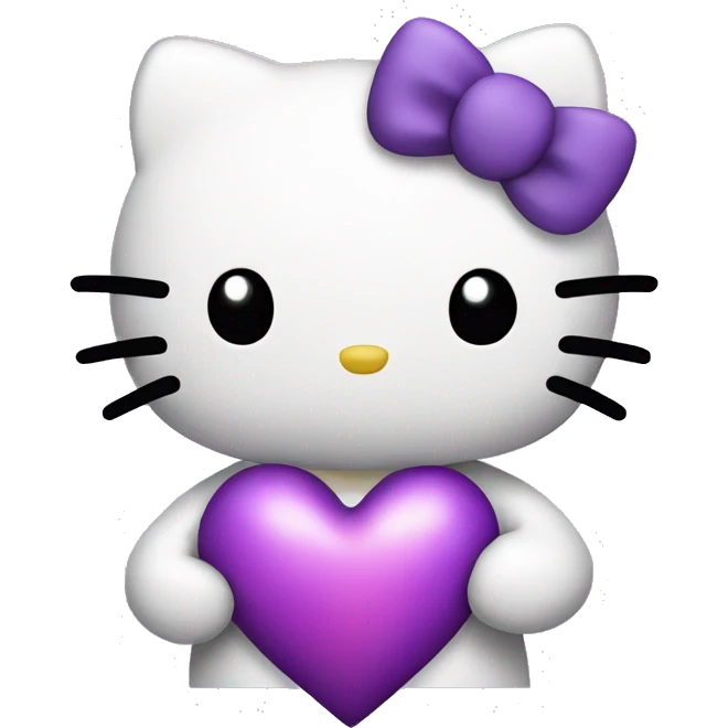 Hello kitty holding a purple heart emoji