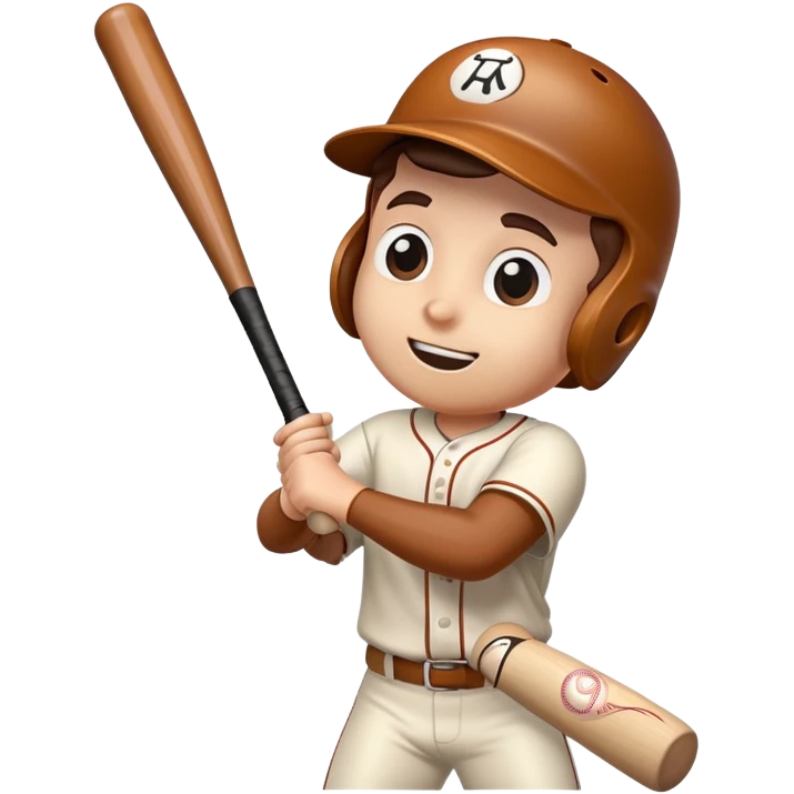 Brown wooden baseball bat with cartoon limbs and a face in mid-swing motion emoji