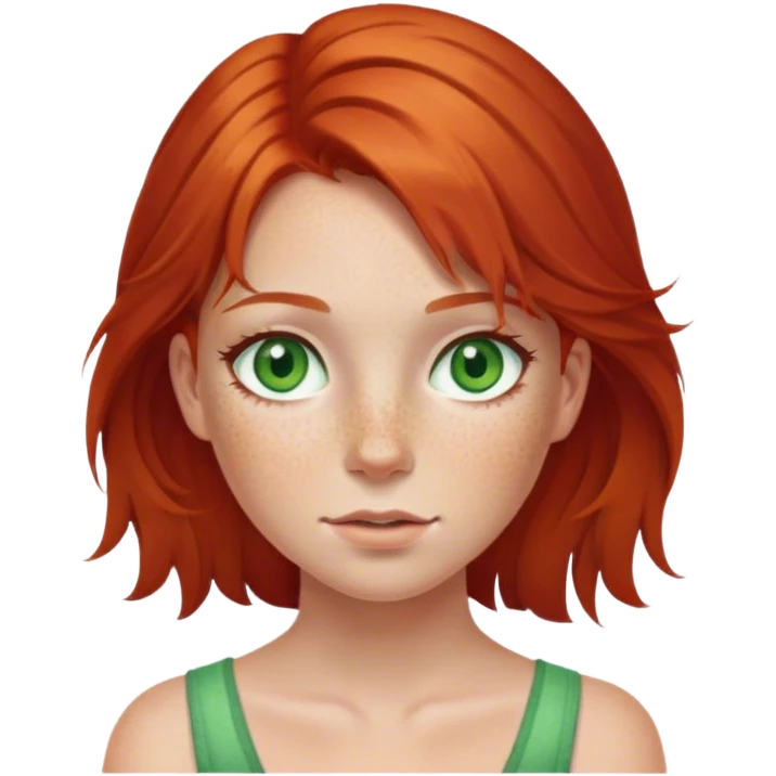 red haired girl with freckles and green eyes emoji