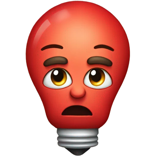 A red bulb disappointed emoji
