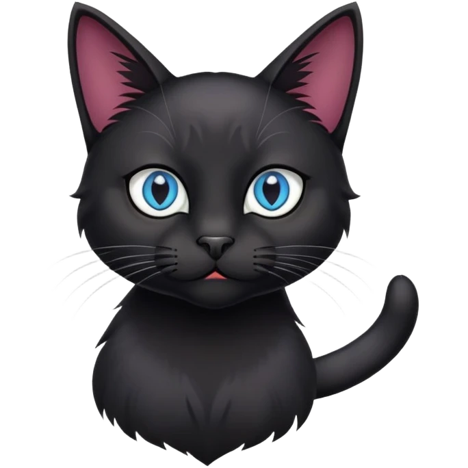 Black cat with two diffent colored eyes and a v clip in his ear emoji