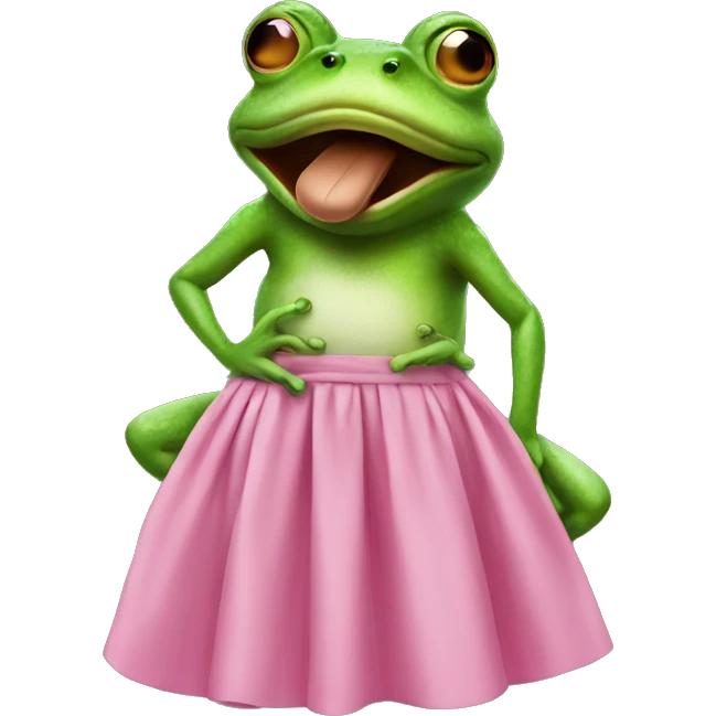 Smoking frog with pink skirt emoji