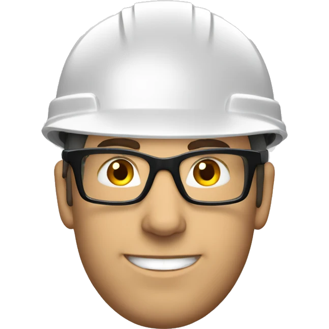 Caucasian man wearing a safety helmet, safety glasses and earplugs emoji