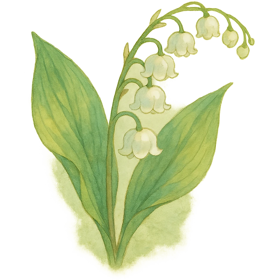 lily of the valley flower, natural colors, soft, fairy-like atmosphere, no background, square size emoji