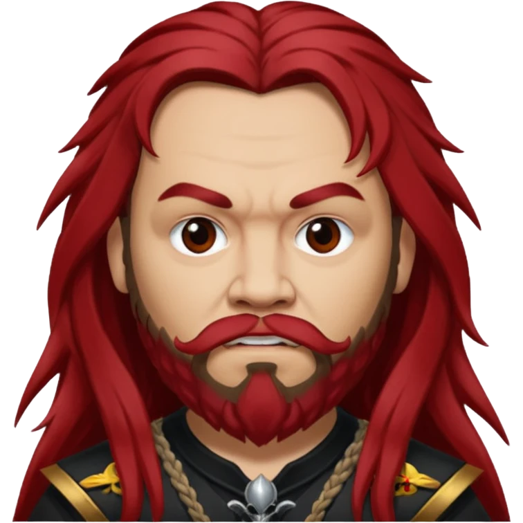 Max Cavalera with dark red long hair, light skin emoji