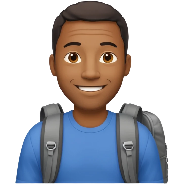 40 year old middle age black man with backpack emoji