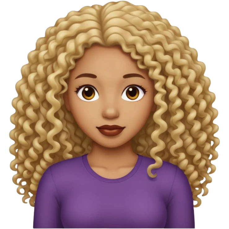 Uma mulher negra da pele clara com cabelo cacheados bem longo até a bunda  emoji