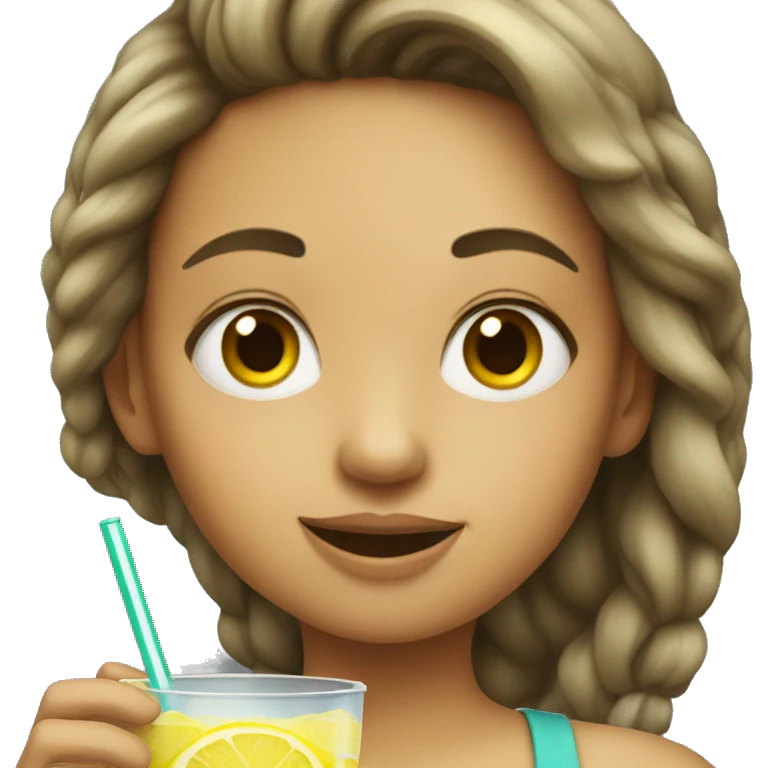 A girl drinking lemonade emoji