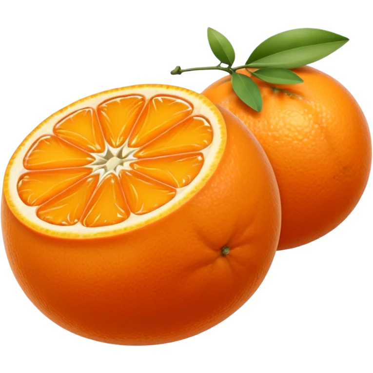 small oval citrus fruit with smooth glossy orange skin, whole and halved showing juicy segments and tiny seeds inside, firm slightly dimpled texture, halved piece emphasizes miniature scale, no leaves or extras, soft lighting, subtle shadows, emoji scale emoji