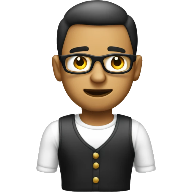 Rober with black and white shirt and a money back on his back emoji