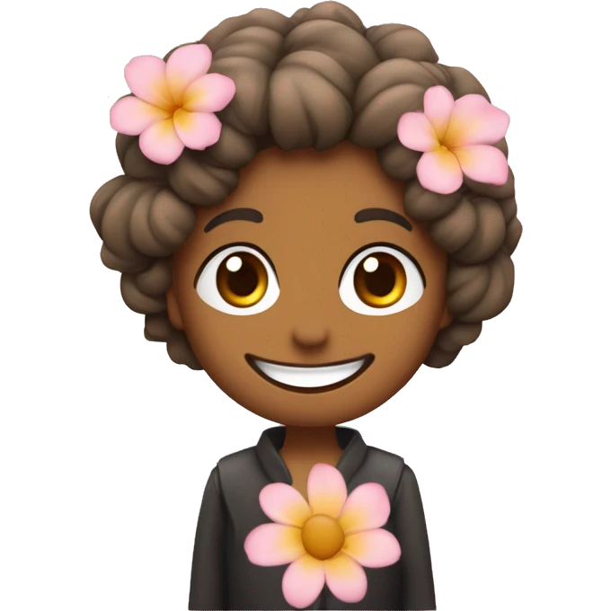 flor de sakura y adentro de la flor una carita con un sonrisa emoji