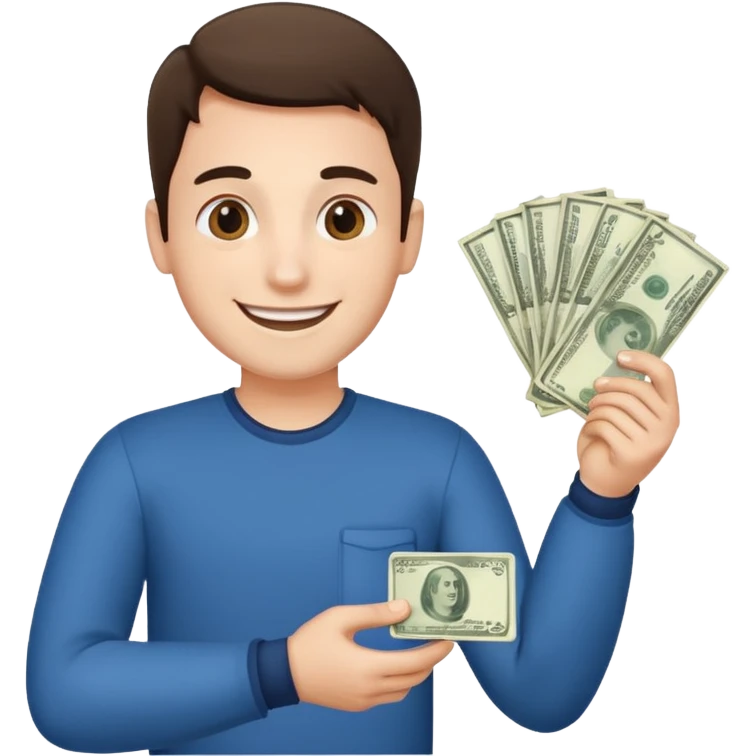 guy giving refund money to other person emoji