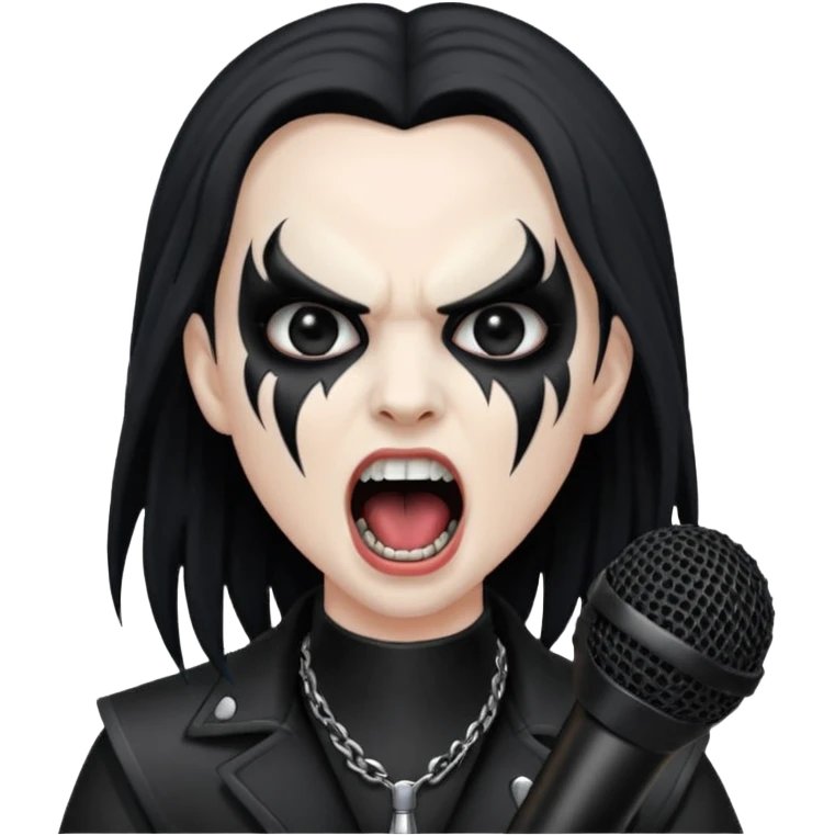 Black metal musician, screaming with mirophone emoji
