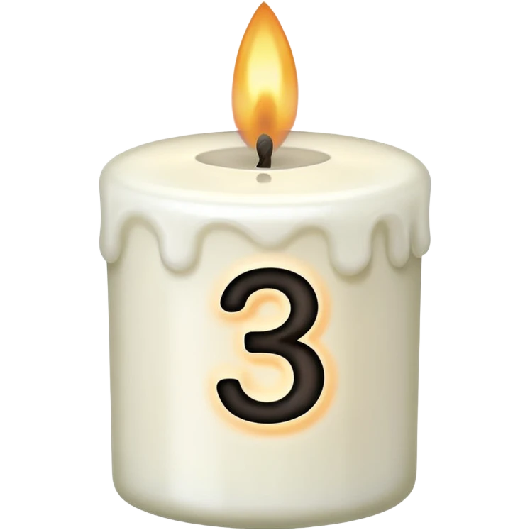 white candle with number 3 emoji