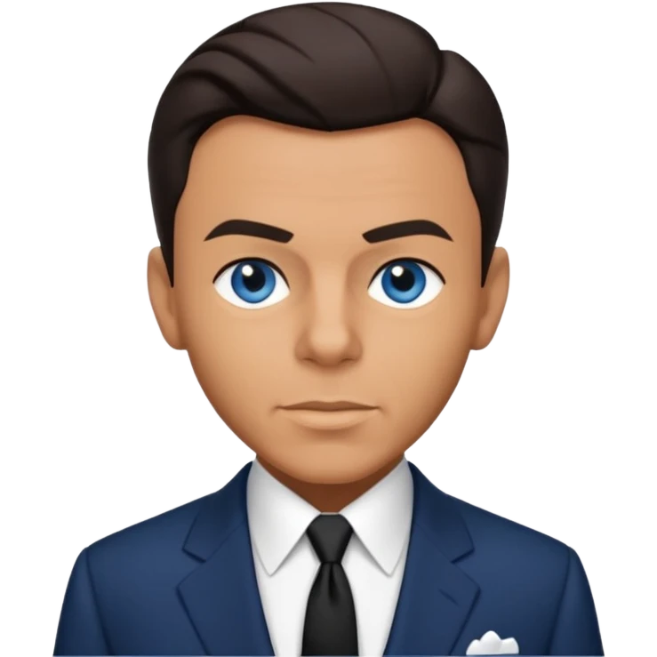 Frank Sinatra with blue eyes, dark brown hair, navy blue outfit emoji
