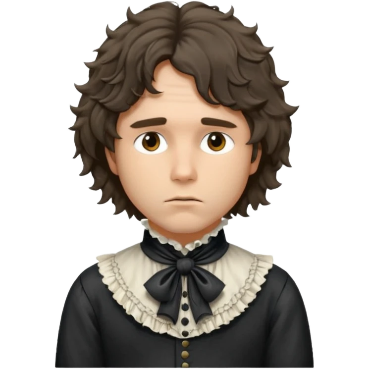cinematic realistic ultra HD - a thoughtful, messy, shaggy Jim Morrison in a Victorian shirt with a jabot emoji
