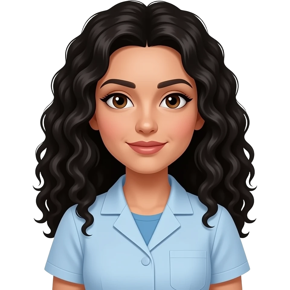 Skinny Brown eyes, long black curly hair arab girl Ultrasound technician emoji