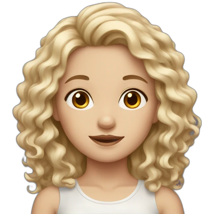 fair-skinned girl with wavy hair emoji