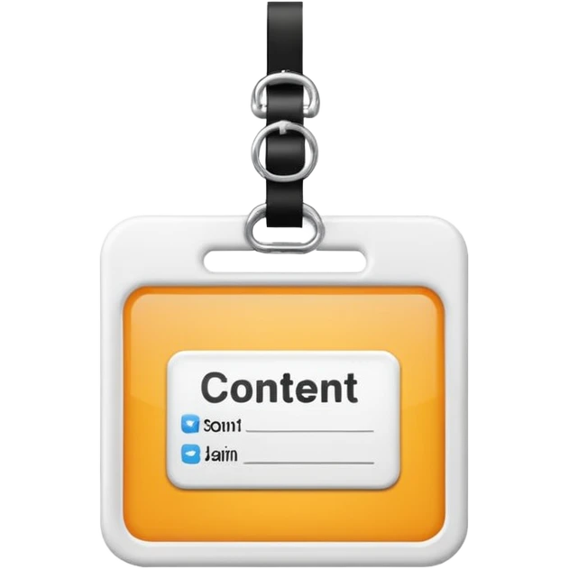 name tag with the text ‘Content’ on it emoji