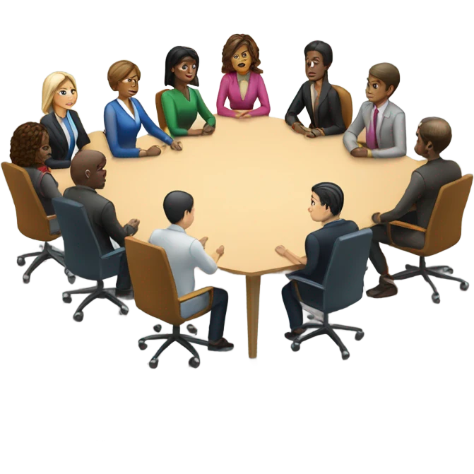 mix of races and genders board meeting emoji