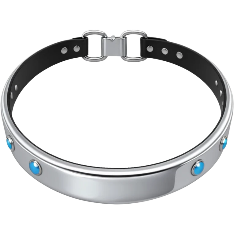 luxury fetish collar, silver chrome, smooth rounded metal, dominant erotic mood emoji