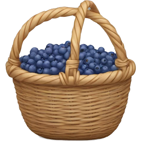 Wicker basket with little blueberries emoji