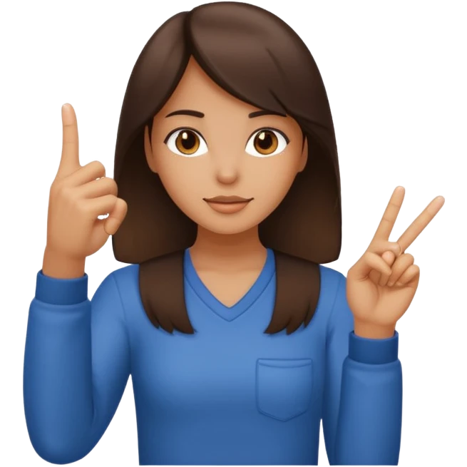 Brunette girl holding up middle finger emoji