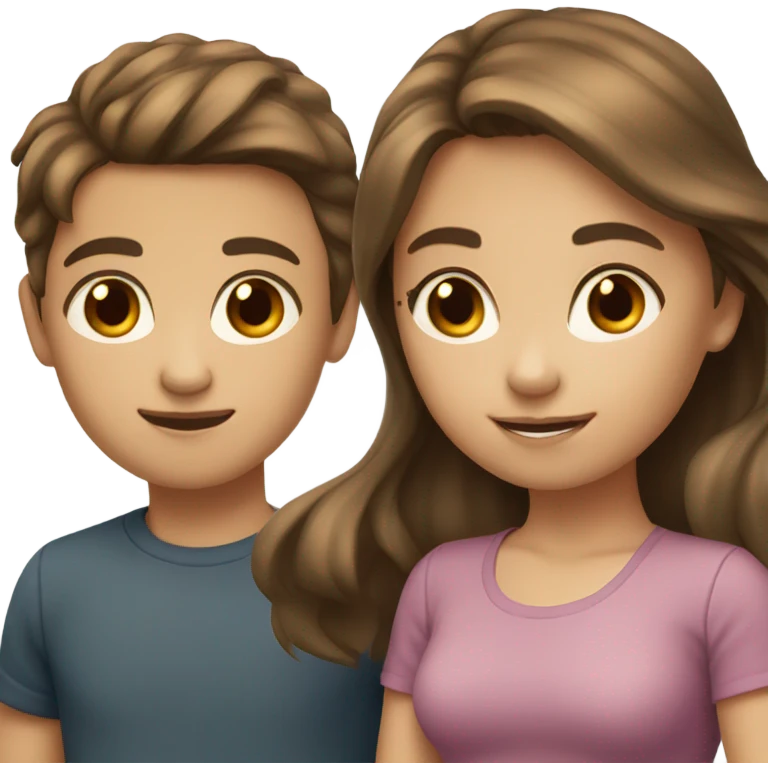 one boy and two girls with brown hair  emoji