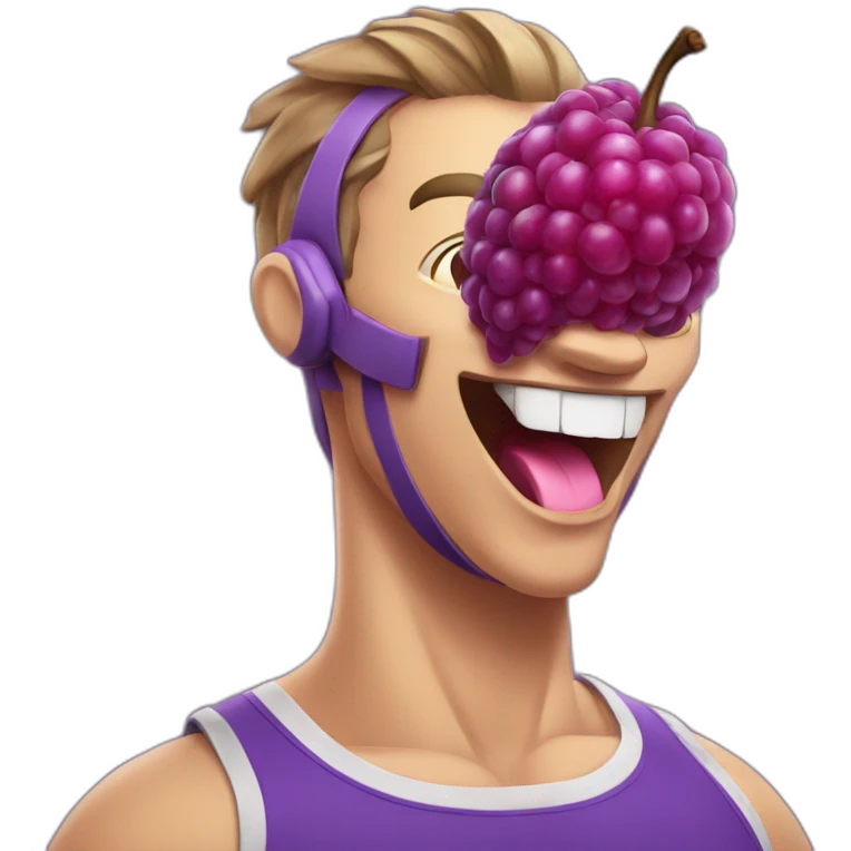 purple fruit tongue out sweating gym emoji