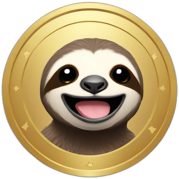 Happy space sloth with gold coin eyes emoji