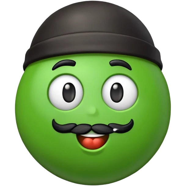 green m&m candy character with a black beard emoji