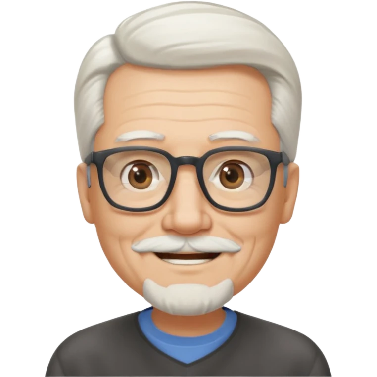 old guy, swept back white hair, blocky face, rectangle frame glasses, goatee emoji
