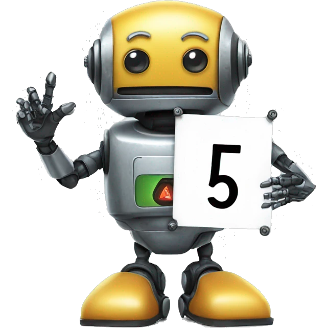 ROBOT HOLDING A SIGN WRITTEN NUMBER five emoji