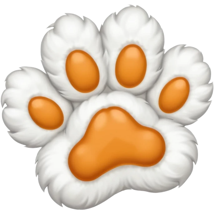 white fluffy paw, view from the top, cute, paw only emoji