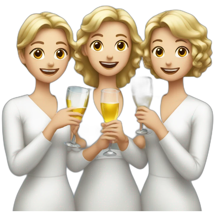 3 women holding champangner emoji