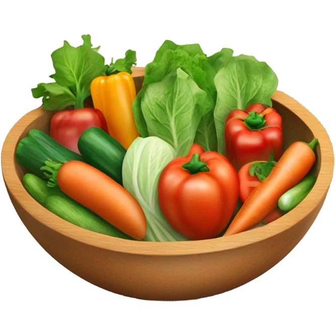 Vegetable salad in a wooden bowl emoji