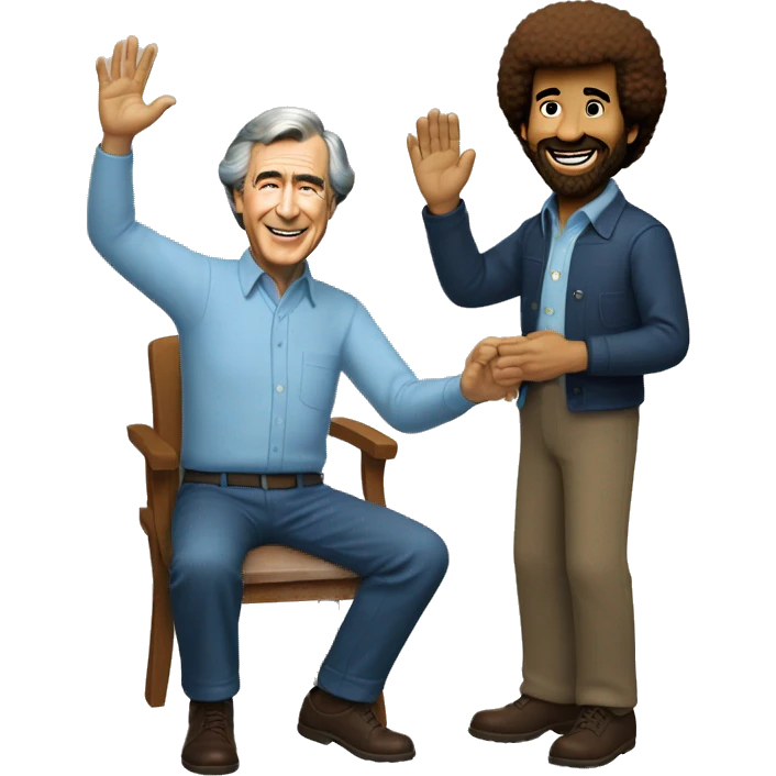 bob ross high fiving mr rogers emoji
