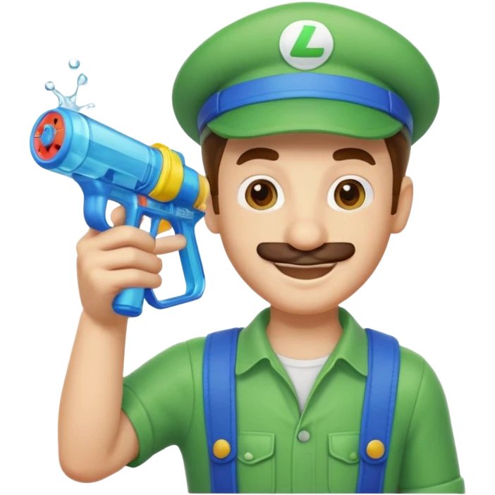 Luigi with a water gun emoji