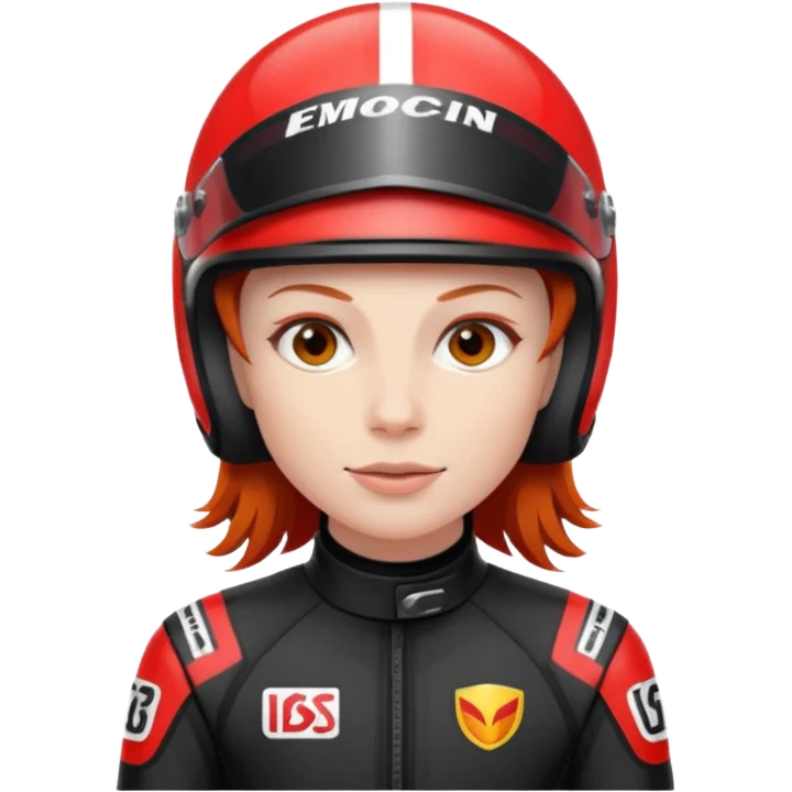 red haired racer with black outfit emoji
