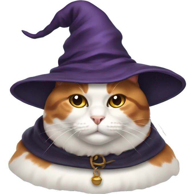 Fat calico cat witch hat emoji