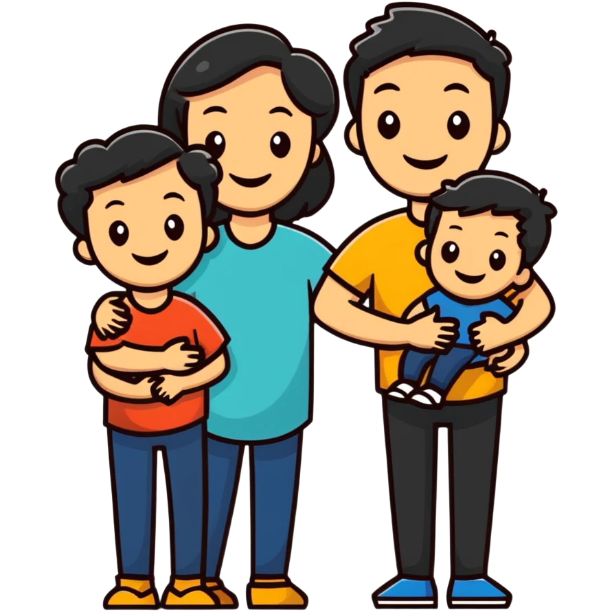happy white family of three - dad mom and son emoji