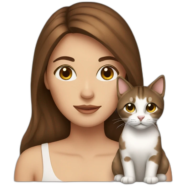 woman with brown hair with two cats emoji