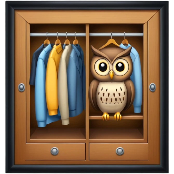 Closet with owl inside emoji