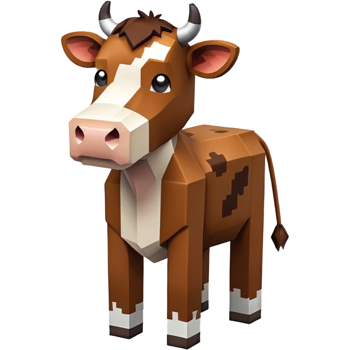 square-shaped brown Minecraft cow emoji